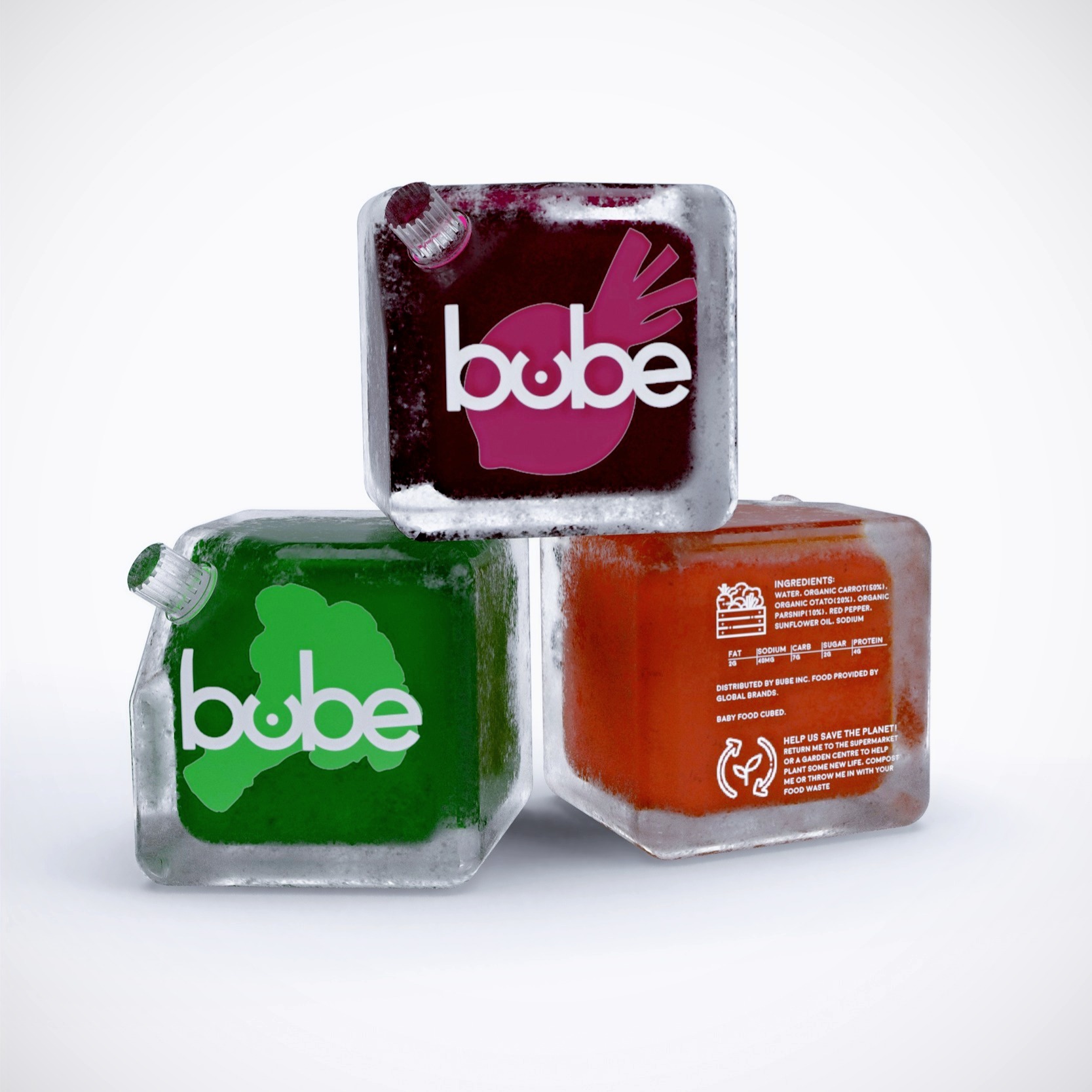 Bube compostable baby-food cubes