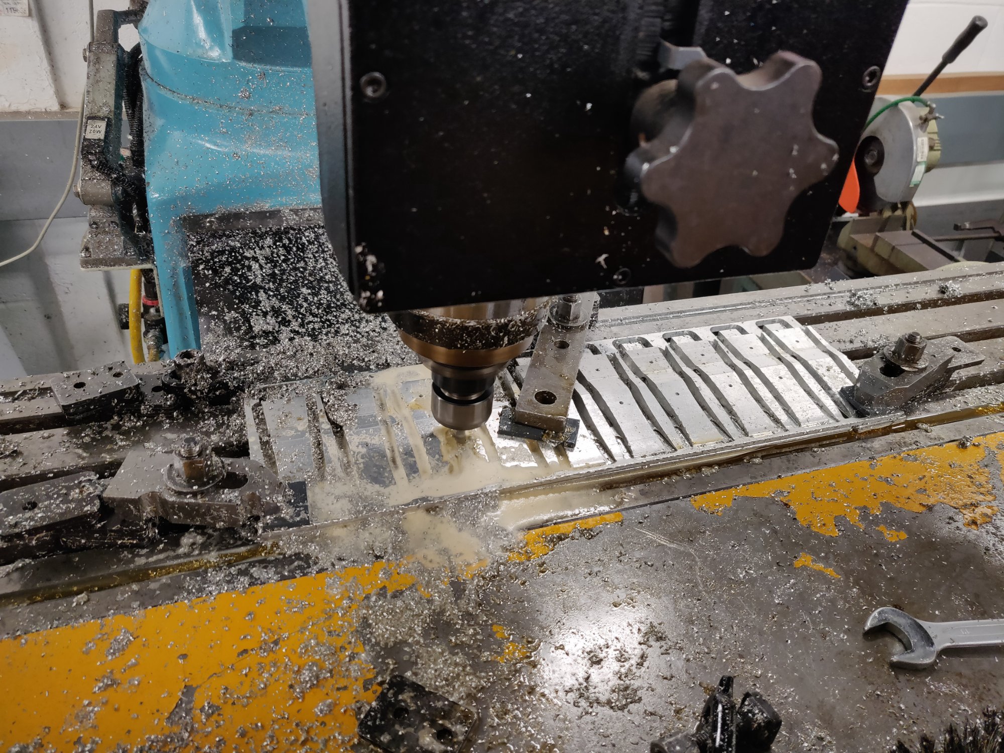 Europa CNC mill cutting aluminium under coolant